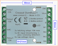 Module for Domoticz with 3 relays 3kW, 1 AC input, 4 low voltage inputs