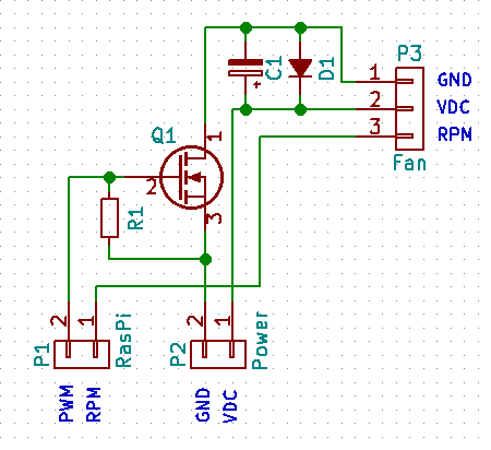 A simple MOSFET PWM fan driver circuit