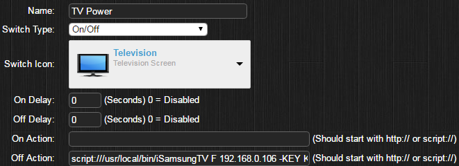 Samsung TV Power example